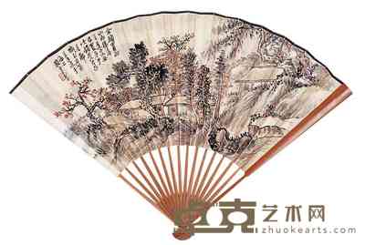 赵云壑  书法山水 成扇 19×51cm